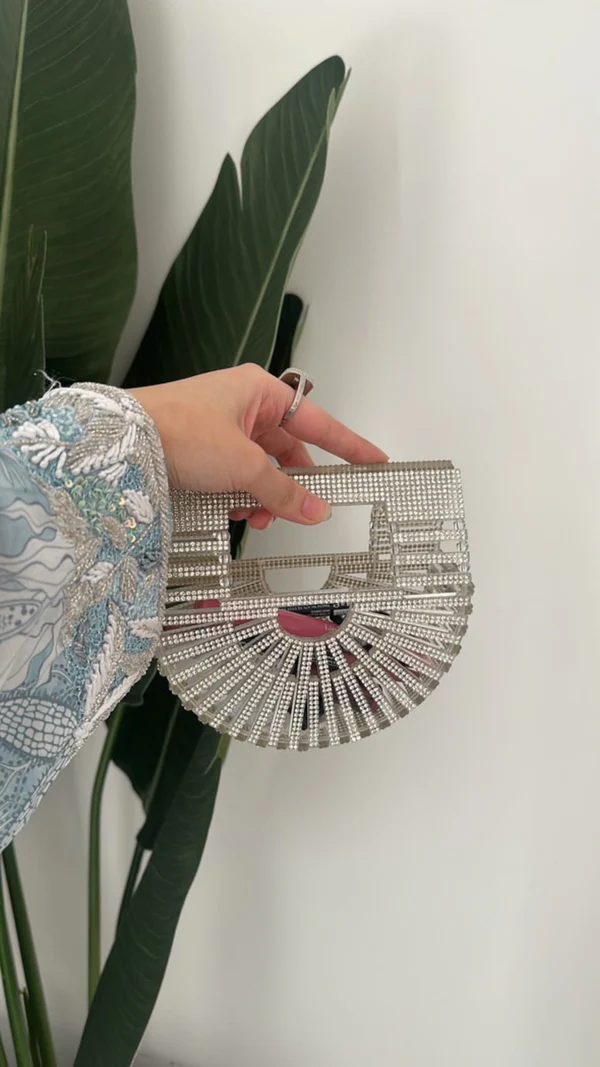 Clear Crystal Wedding Bag – Luxury Bridal Clutch UAE
