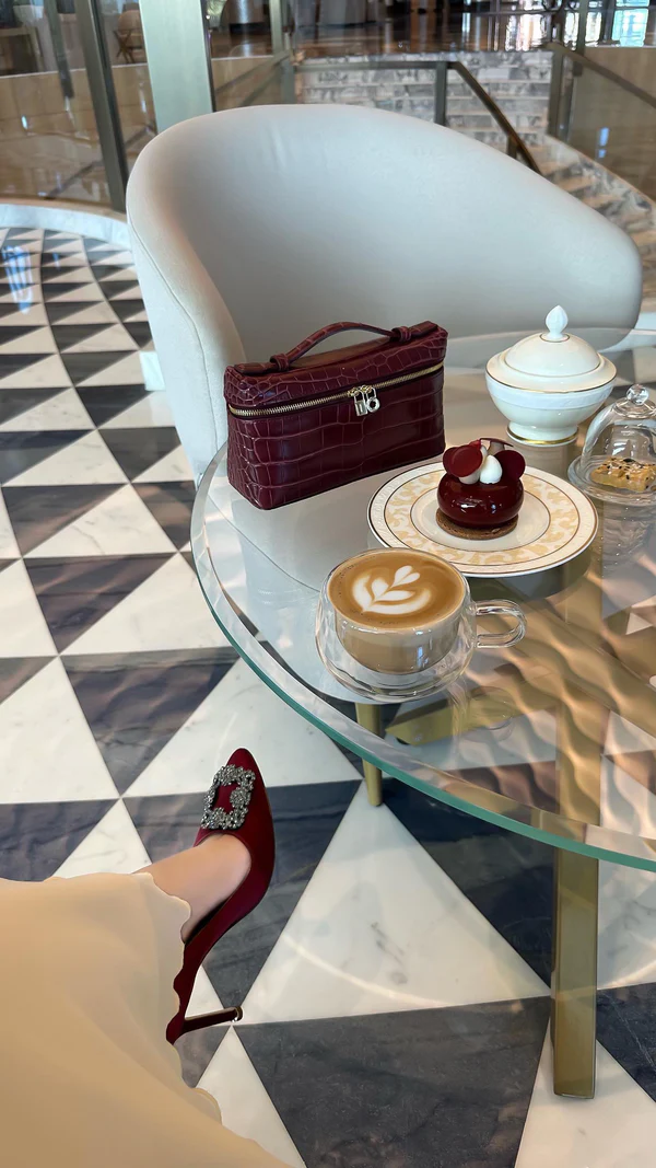Bottega Croc Bag - Maroon