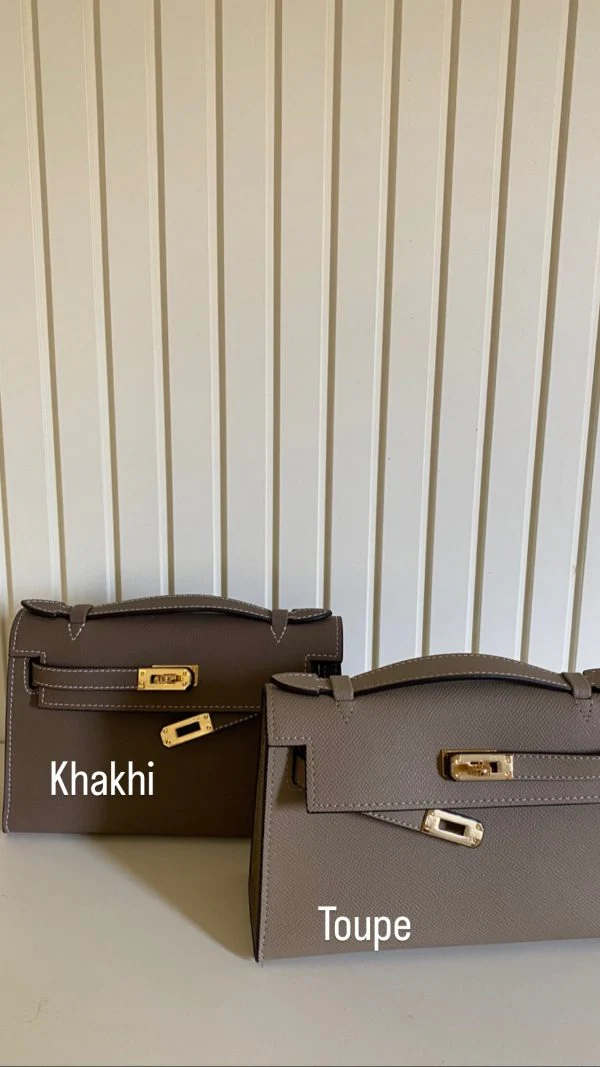 Hermes Kelly Cut Clutch - Khaki