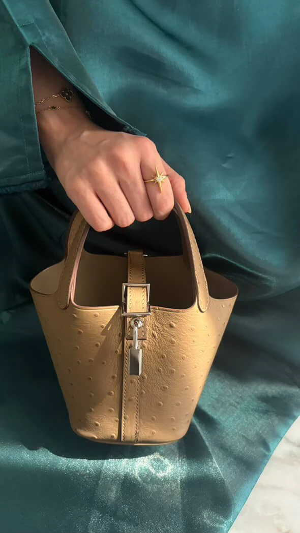 Picotin Ostrich Bag - Khaki