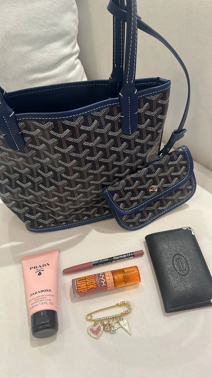 Goyard-Inspired Navy Bag