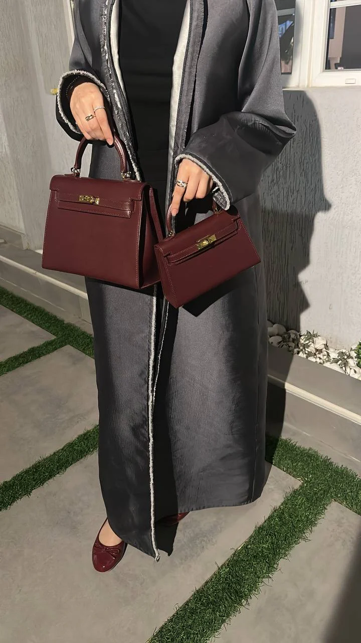 Shine Leather Bag Burgundy 25cm