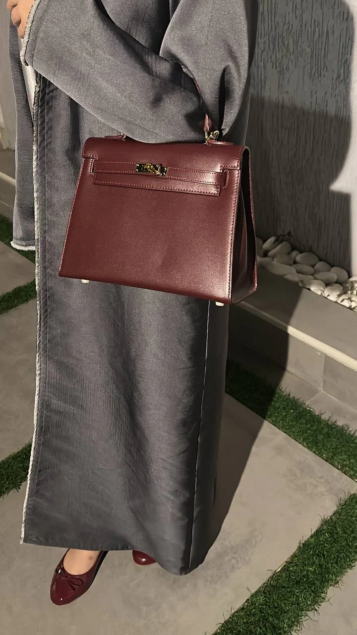 Shine Leather Bag Burgundy 25cm